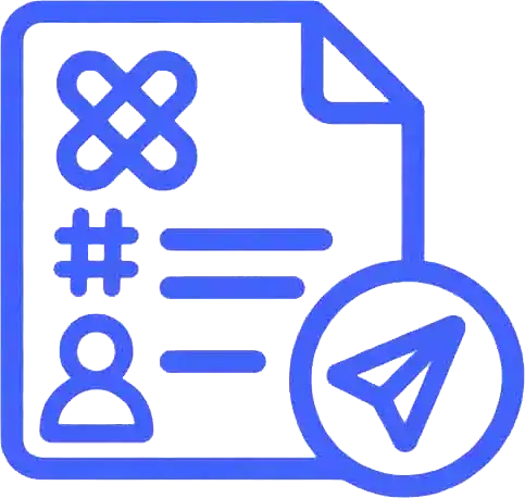 Document icon with a paper plane symbol representing communication or sending information.
